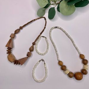 Pukka shells and wooden beads jewelry bundle